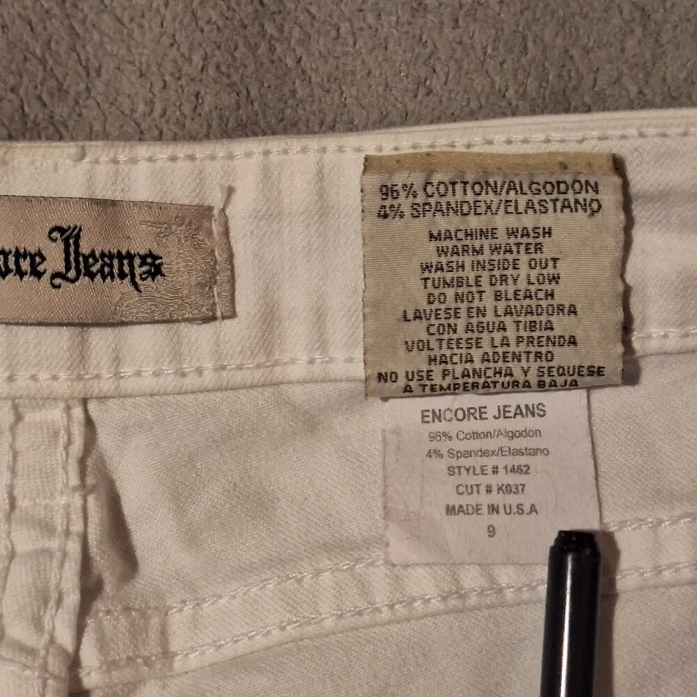 ENCORE JEANS - White Pants Skinny Mid Rise Light Wash Denim Women 9 - Picture 5 of 8